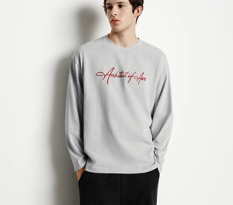 Long Sleeve T-Shirt Unisex Couple Style Basic Versatile Top Everyday Commuting Autumn