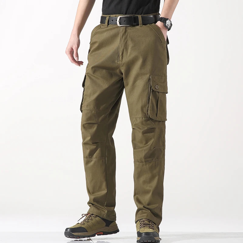Spring Autumn Cotton Cargo Pants - Multiple Pockets Casual Trousers