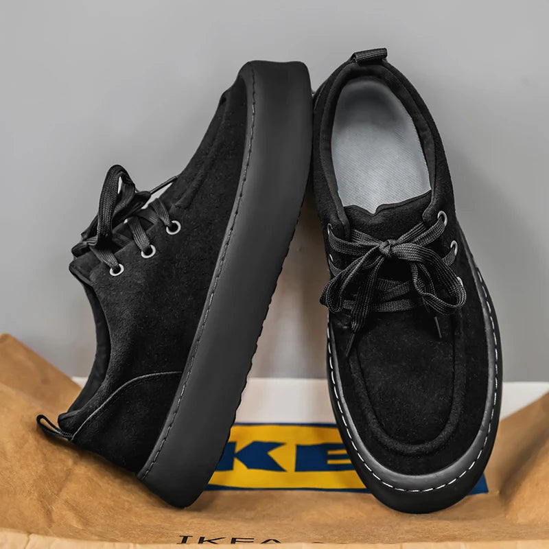 Men's Platform Suede Shoes Lace Up Shoes