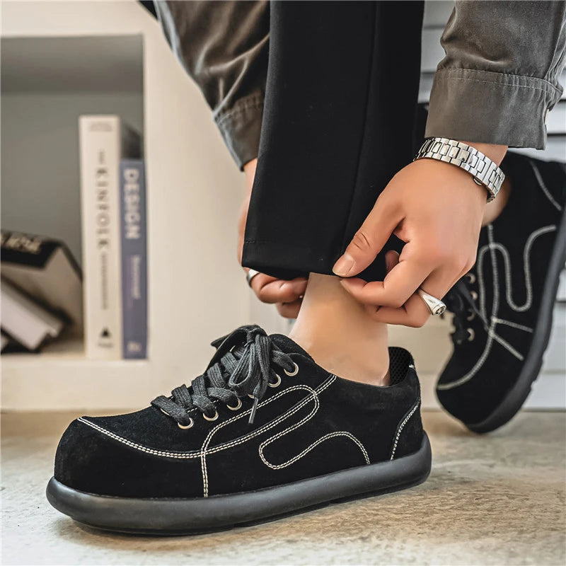 Men's Suede Leather Lace-up Casual Comfortable British Shoes