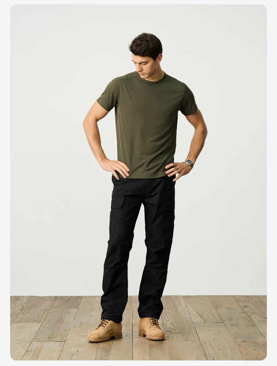 Men's Summer Slim Fit Active Quick Lightweight 140gsm Anti Static Conductive Fabric Athletic Gym T-Shirt