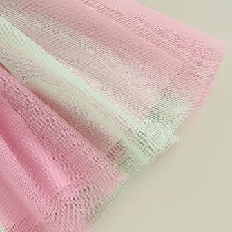 0-5Y Toddler Kids Girls Summer Clothes Sets Letter Embroidery Short Sleeve T-Shirt and Elastic Tulle Skirt
