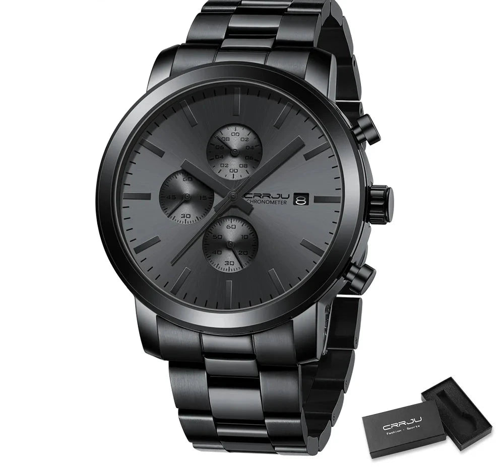 Stainless Steel Chronograph Watch - Luxury Waterproof Business Watch