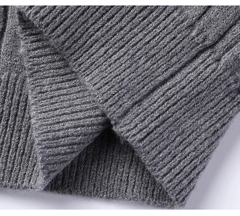 Men's Thick Mock Neck Pullover Half Zipper Knitted Warm Sweater