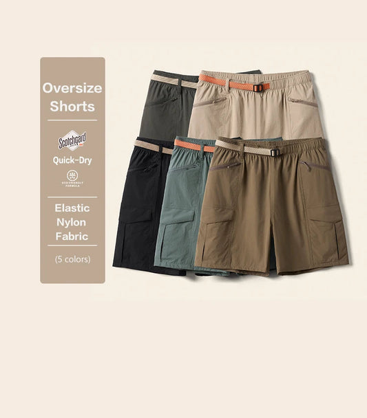 Men's  Summer Oversize 145gsm Elastic Quick Dry Fabric Elastic Waist Cargo  Shorts