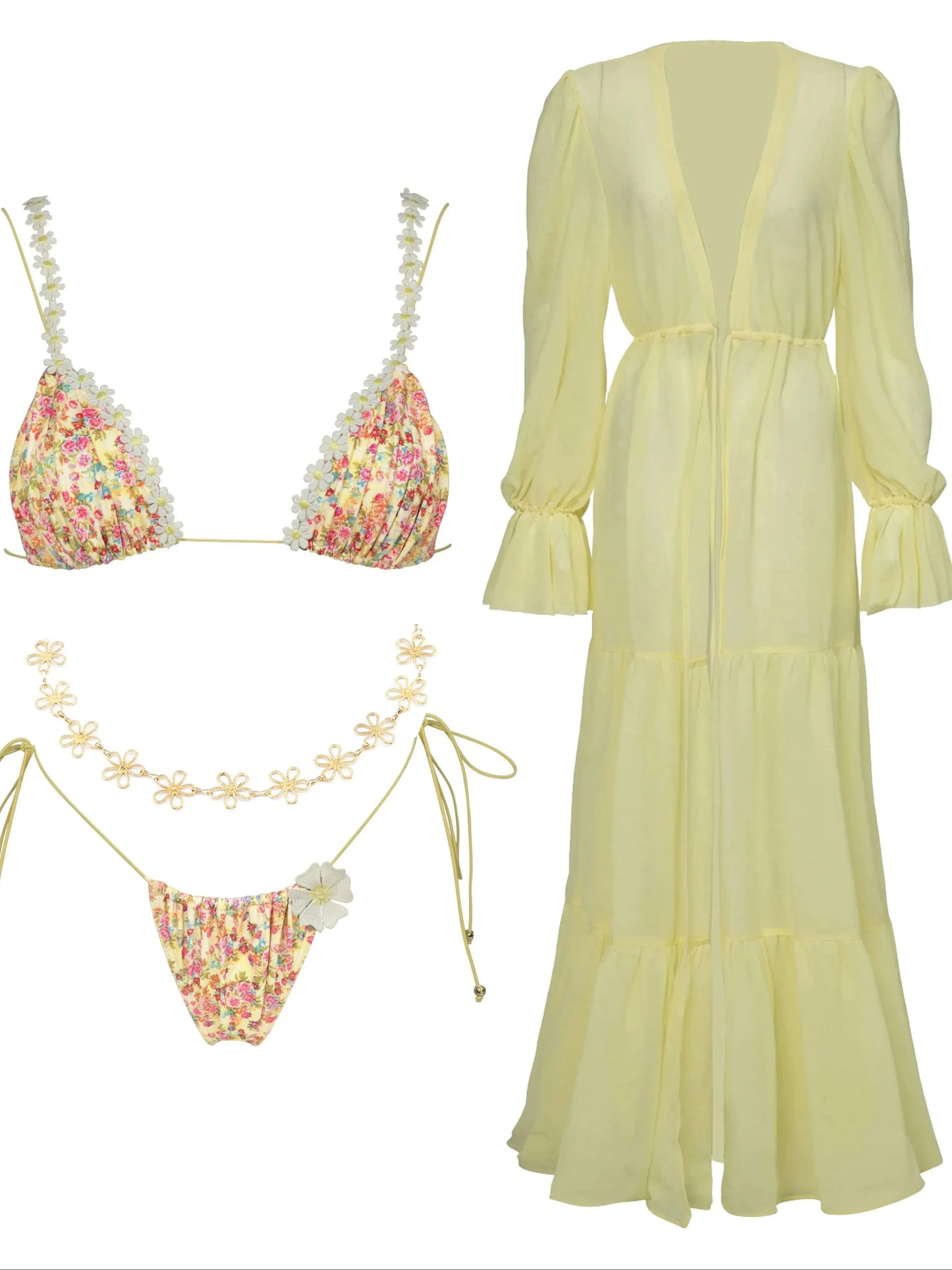 Women's Two-Piece Beach Set - High Waist A-Line Skirt & Bandage Top