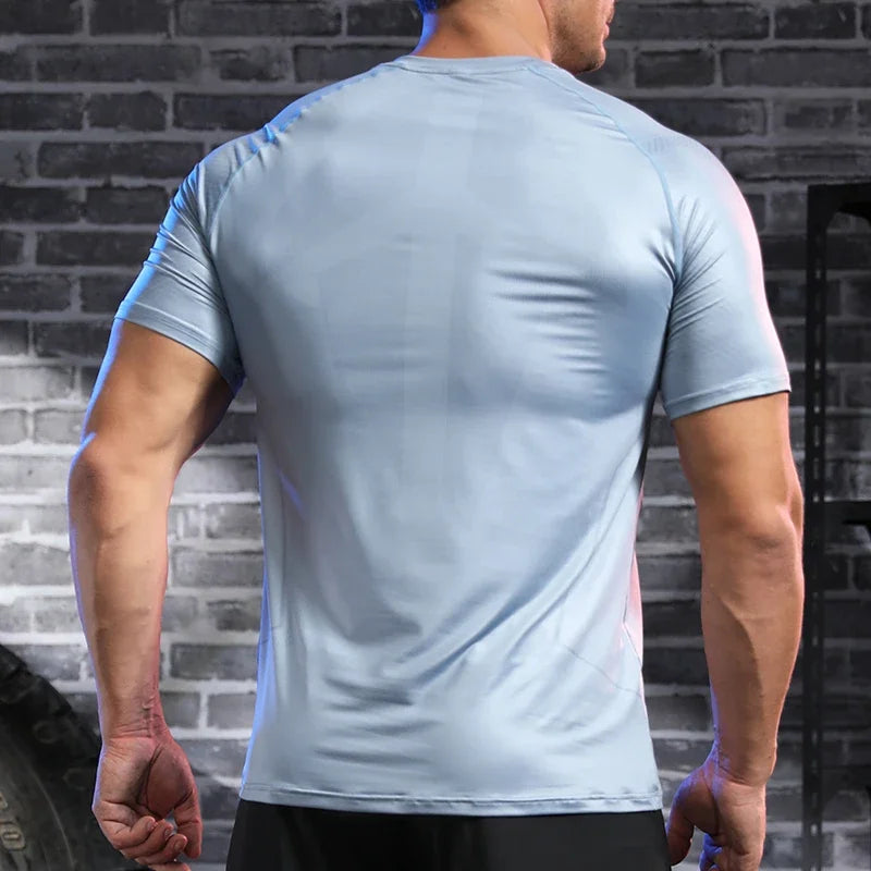 Men's Short Sleeve Breathable Gym Fitness Muscle Fit Shirt Yoga Running T-shirt