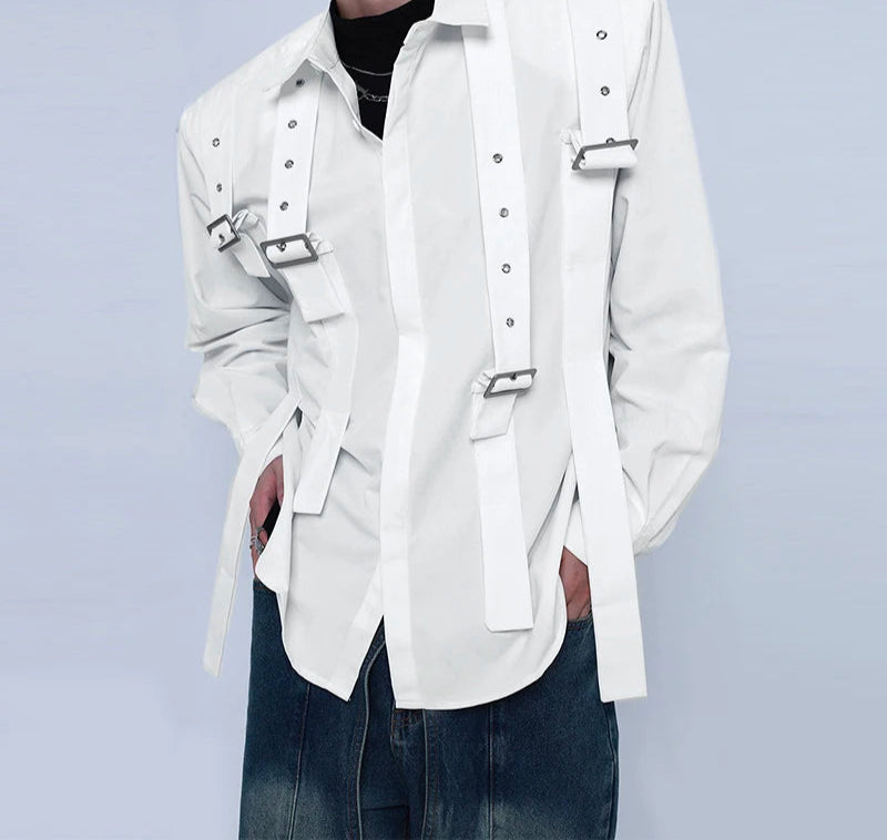 Men's Summer Spring Lace-Up Long Sleeve Oversized Casual Shirt