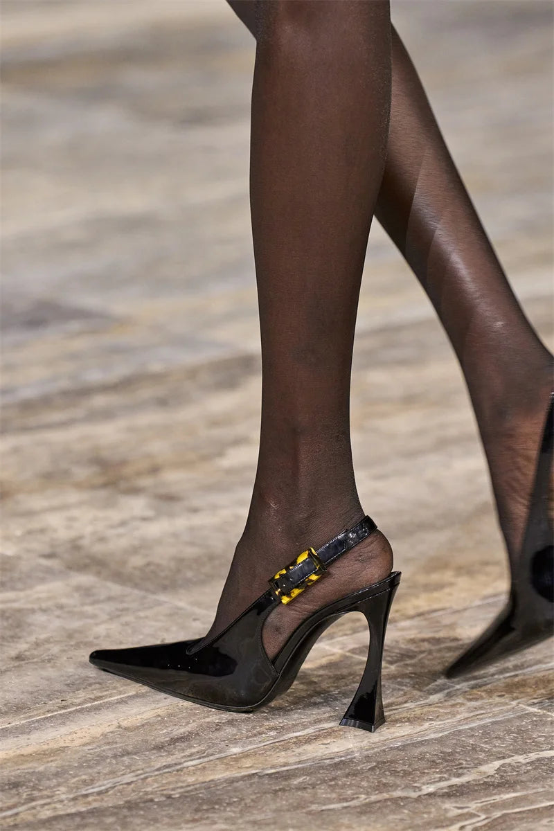 Women's Pointed Stiletto Sandals - One-Line Buckle Strap High Heels