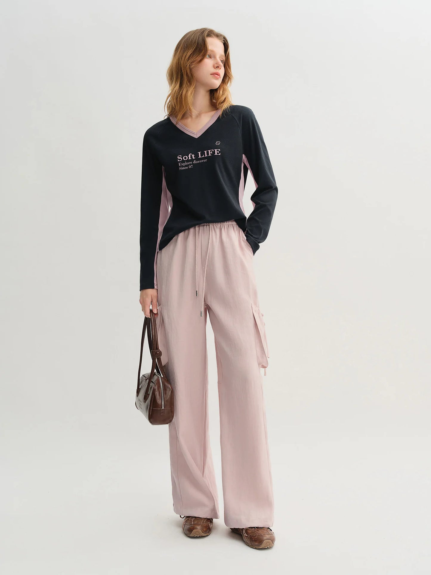 High-Rise Pants and Tee Set - Casual Two-Piece Outfit