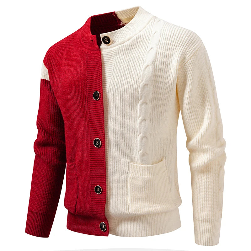 Men's Patchwork Knitted Cardigan