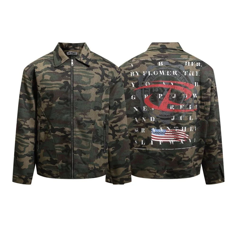 Men's Vintage Camouflage Detroit Varsity Jacket