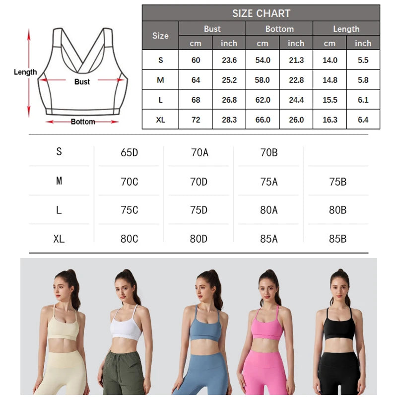 Women's Fitness Yoga Bra Buttery Soft Gym Crop Top  Back Breathable Workout Top  Sports Vest