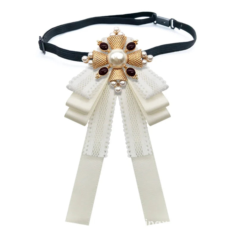 Retro Pearl Bow Brooch