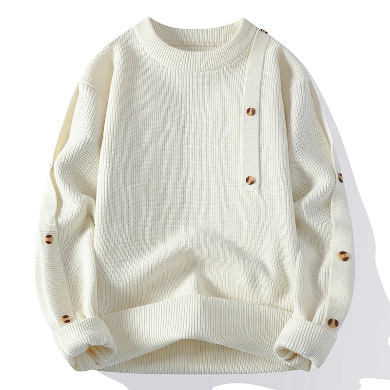 Mock Neck Knitted Sweater - Autumn Winter Warm Pullover Solid Colour