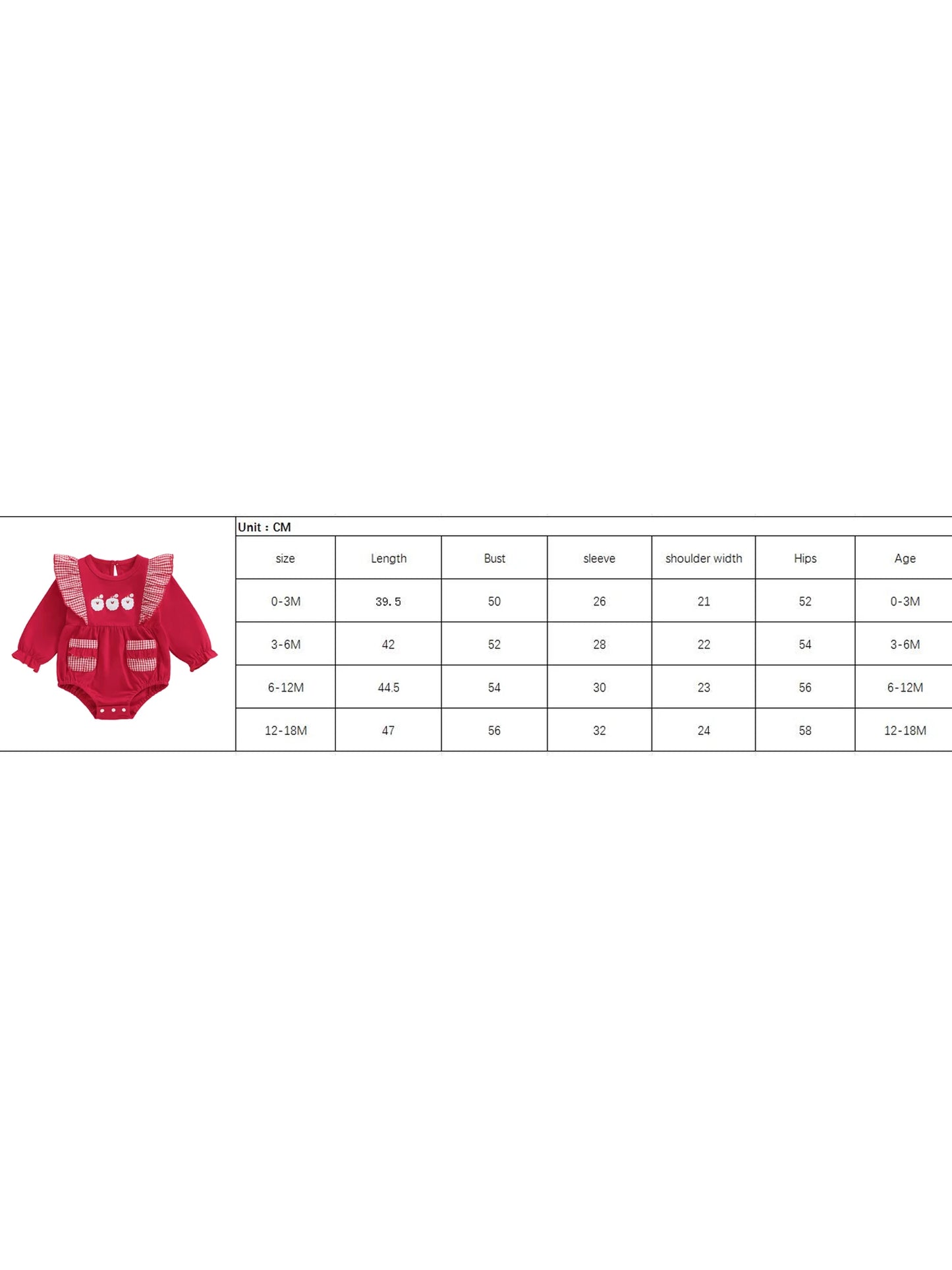 Baby Christmas Romper - Santa Plaid Ruffle Trim Long Sleeve Bodysuit with Pockets (0-18M)