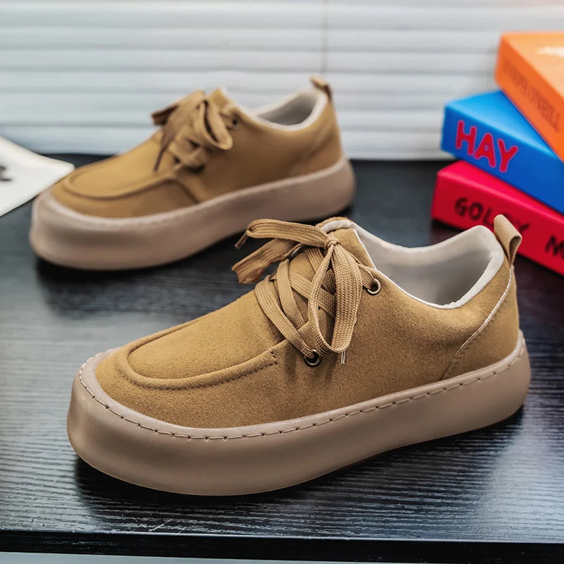 Men's Platform Suede Shoes Lace Up Shoes