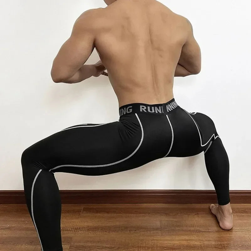 Men's Gym Compression Pants Quick Dry Reflector Sportswear Running Tights Fitness Training Sport Leggings