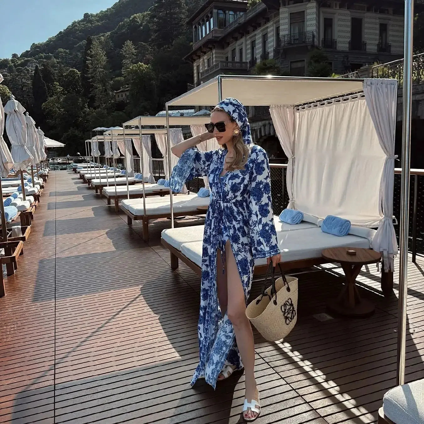 Printed One Piece Swimsuit with Cover Up - Monokini Set