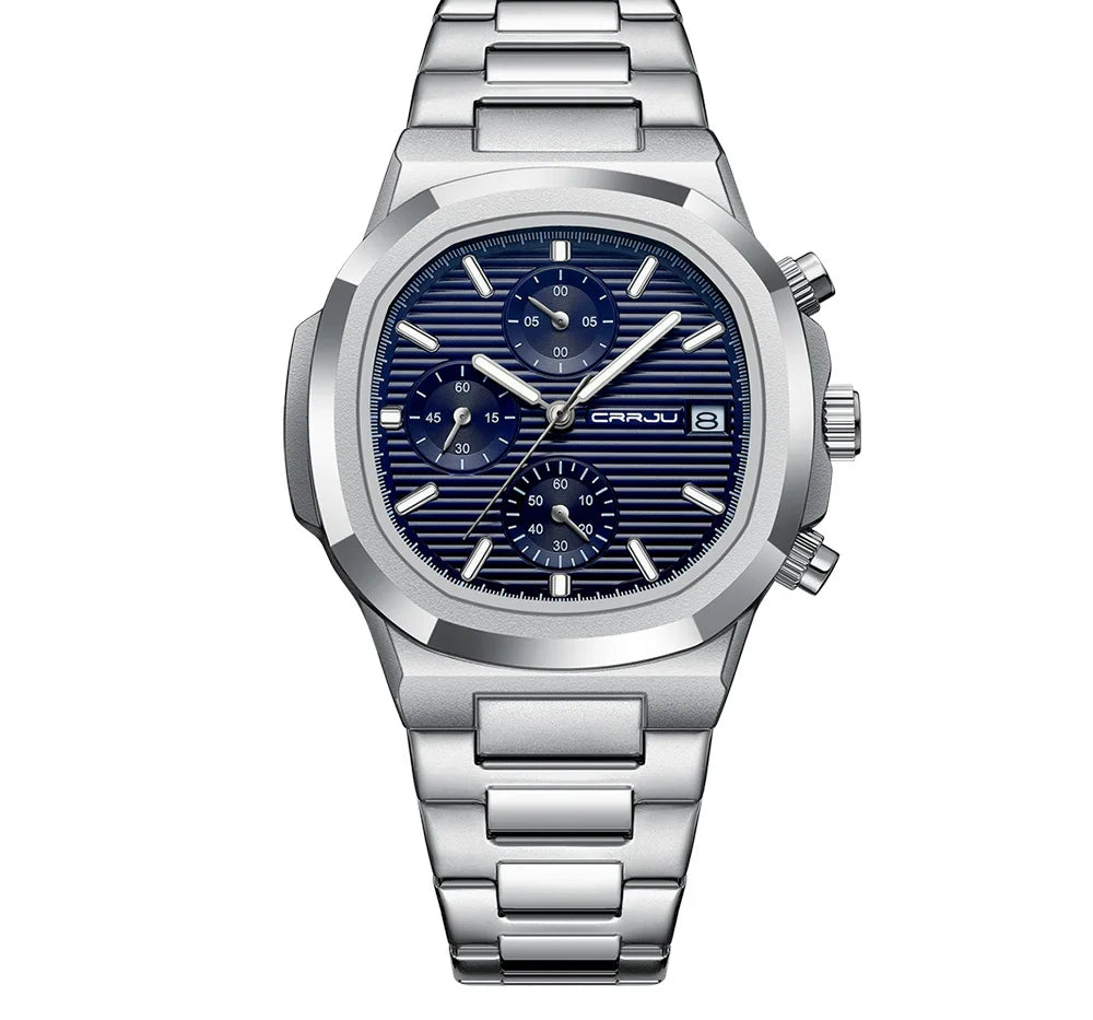 Men's Business Watch - Square Dial Stainless Steel with Luminous Date