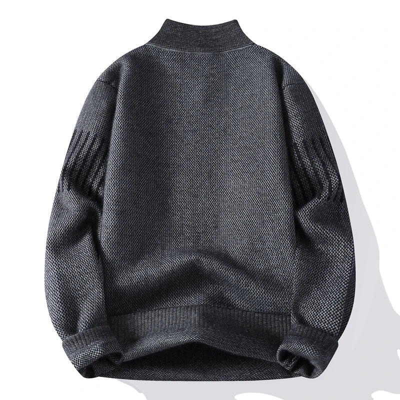 Men's Half-Zip Mock Neck Sweater - Casual Warm Knit Pullover for Autumn Winter