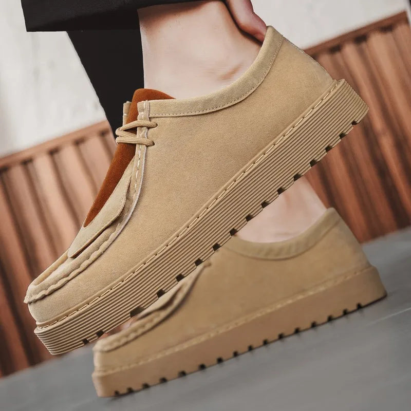 Men's Casual Platform Sneakers - Lace-Up Tennis Sports Shoes