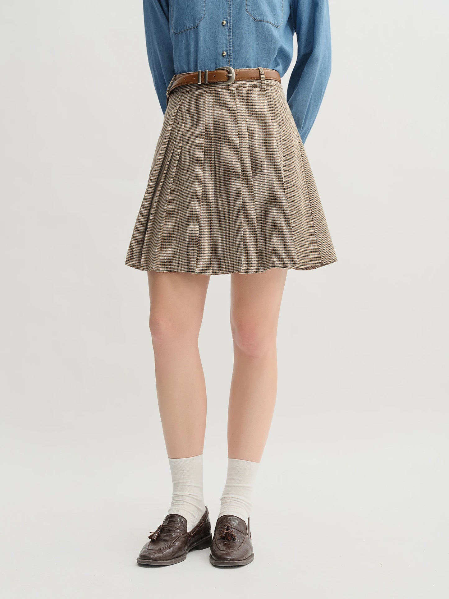 Women's Autumn Long Sleeve Shirt & A-Line Skirt Set