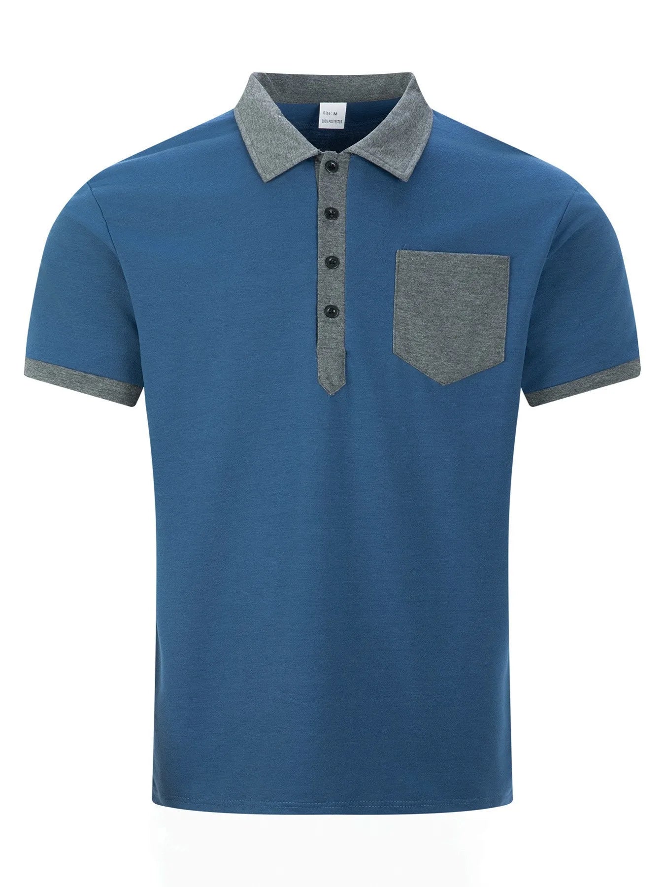 Men's Summer Short Sleeve Patchwork Turn Down Collar Smart Casual Polo Shirt