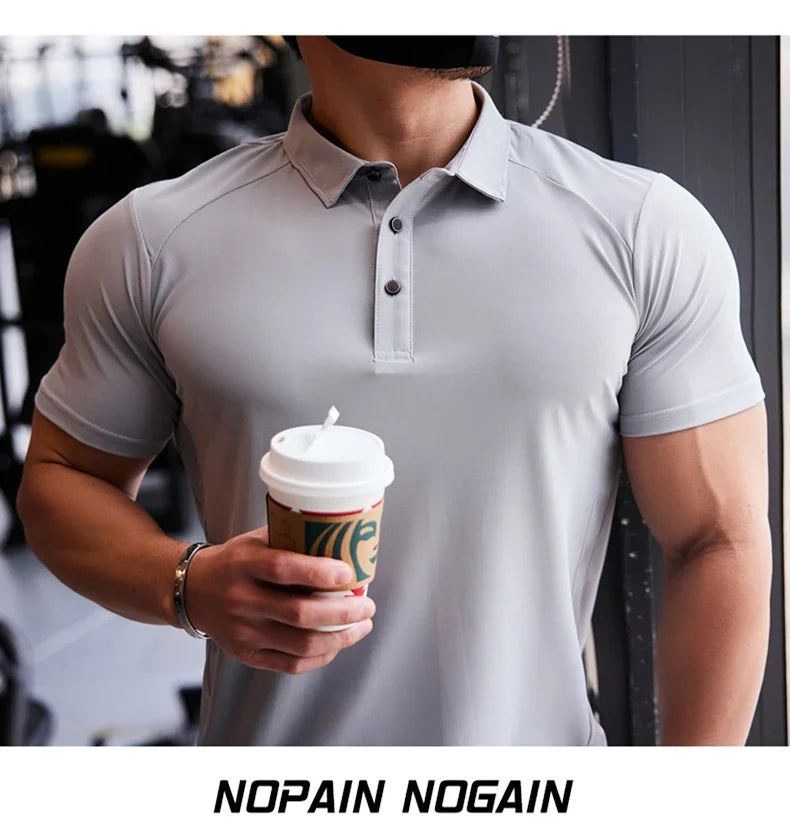 Men's Skinny Fit Sport Polo T-Shirt | Quick Dry Gym & Bodybuilding Tee