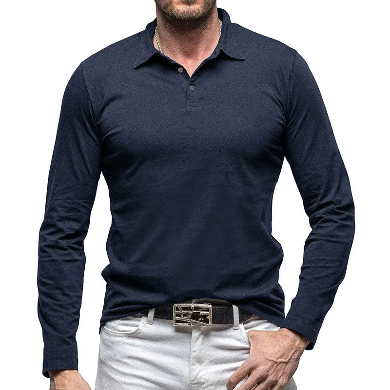 Men's Long Sleeve Polo Shirt - Cotton Smart Casual Top