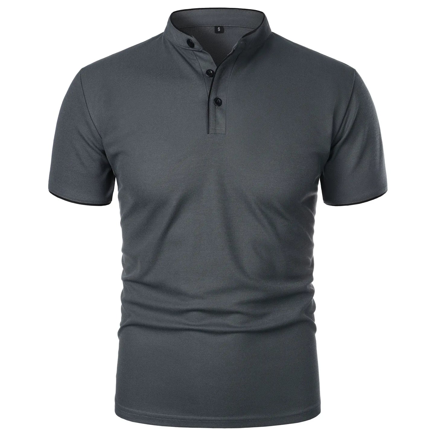 Men's Summer Short Sleeve Stand Collar Smart Casual Slim Fit Lightweight T-Shirt