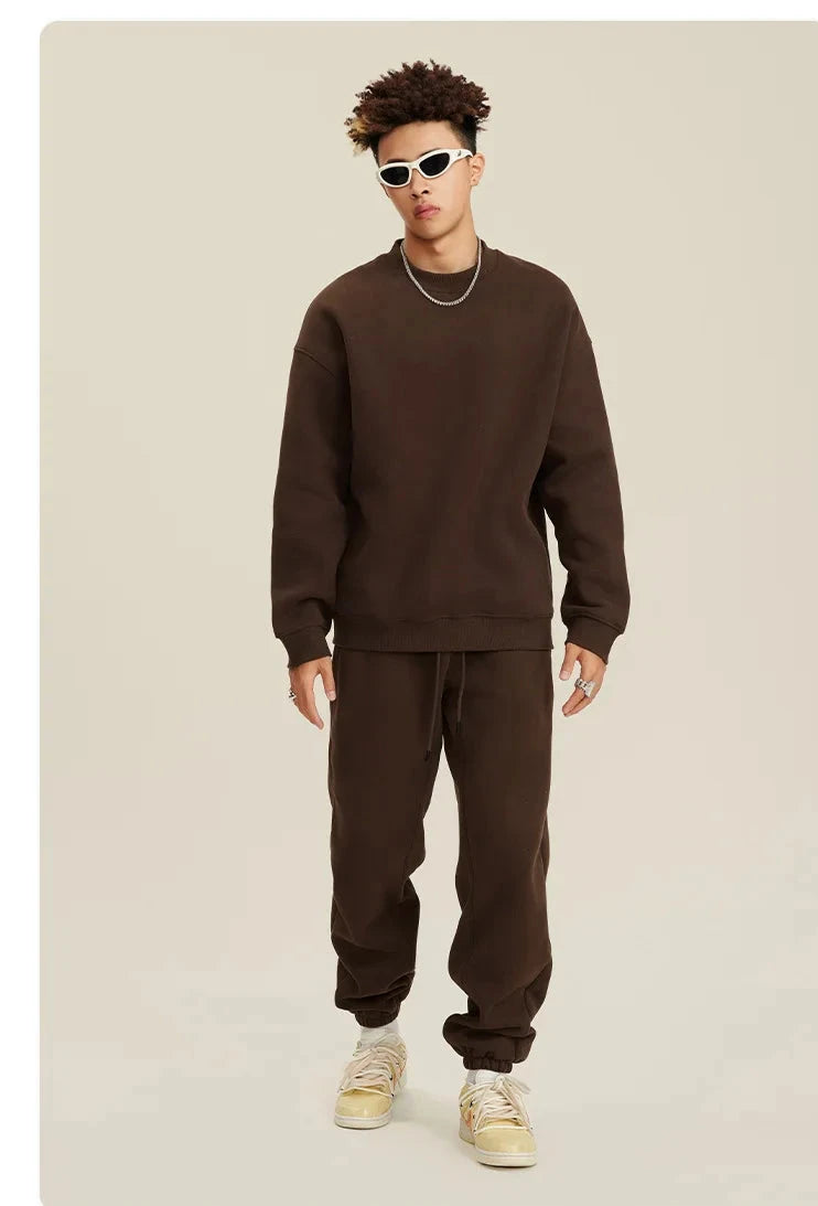 Unisex Round Neck Oversized Sweatshirt and Joggers Set