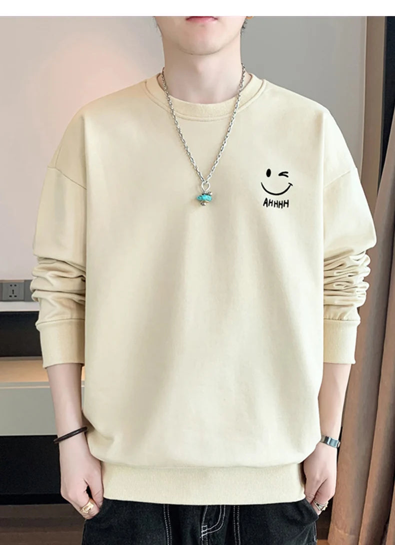 Men Long sleeved Round Neck Pullover Sweatshirt