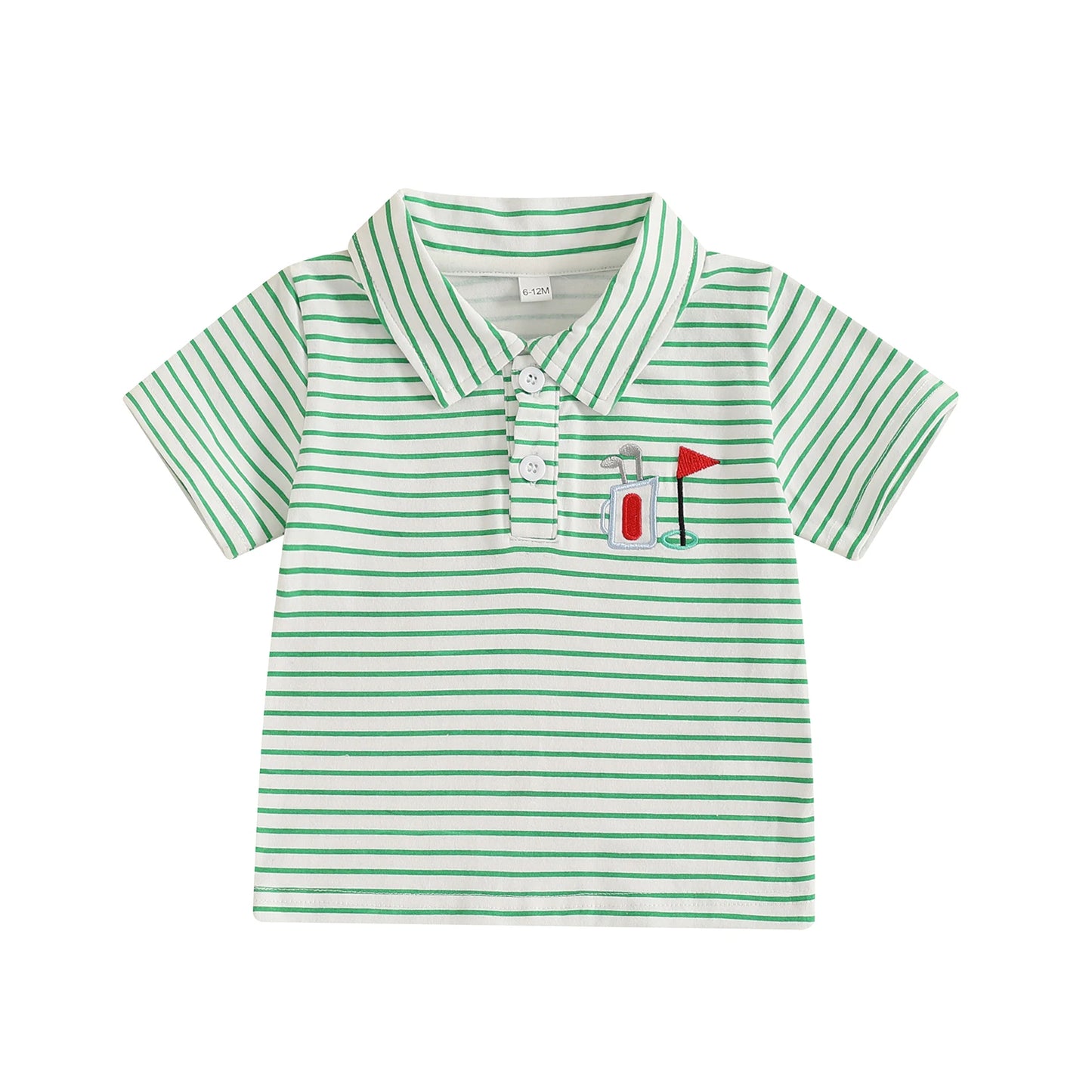 0-4Y Toddler Kids Boys Summer T Shirts Short Sleeve Casual Golf Embroidery Striped Print Pullover Top