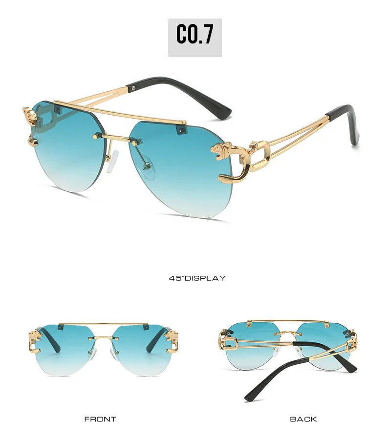 Unisex 2 Pairs Per Set Rimless Gradient Double Bridge Sunglasses
