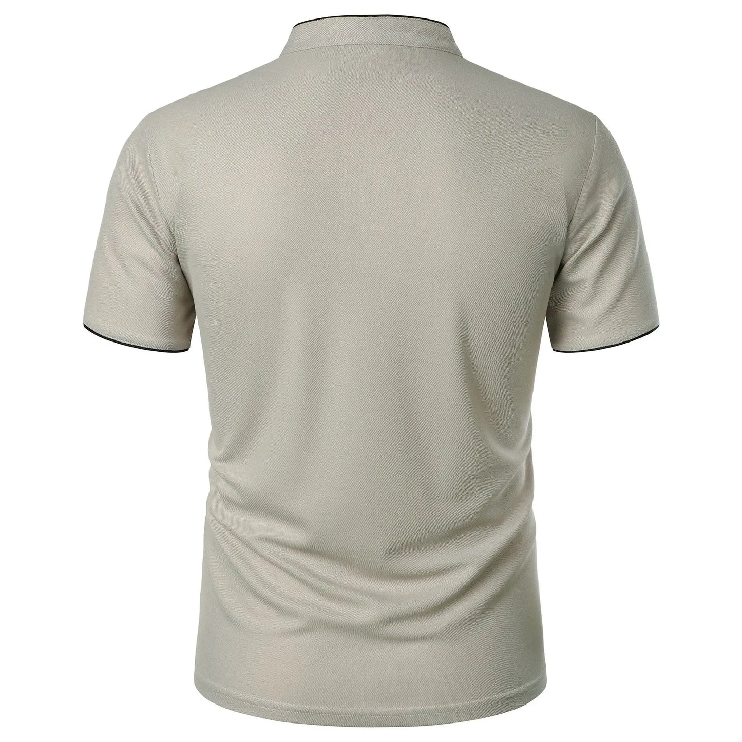 Men's Summer Short Sleeve Stand Collar Smart Casual Slim Fit Lightweight T-Shirt