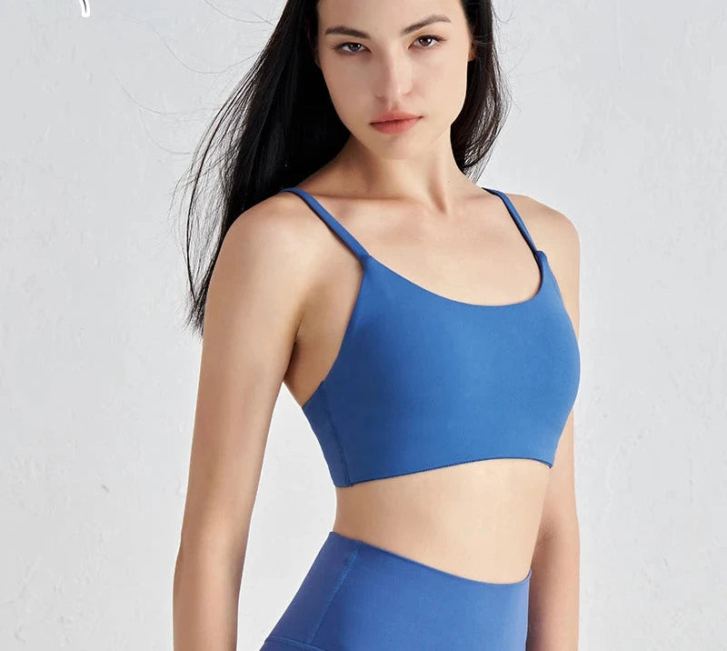Nylon Spandex Yoga Bra Top - Removable Pads & Adjustable Straps