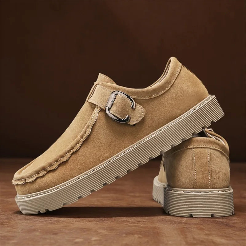 Men's Platform Sneakers - Buckle Closure Tennis Sports Shoes