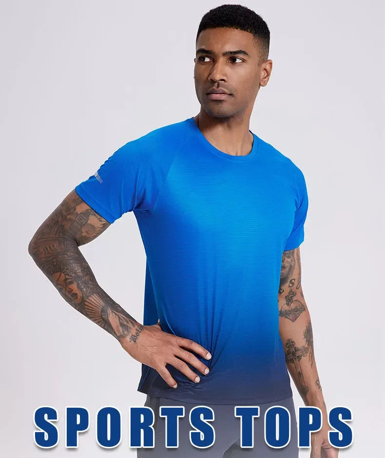 Men's Ice Silk Short Sleeve Running Exercise Sweatshirt Training  Sports T-Shirt