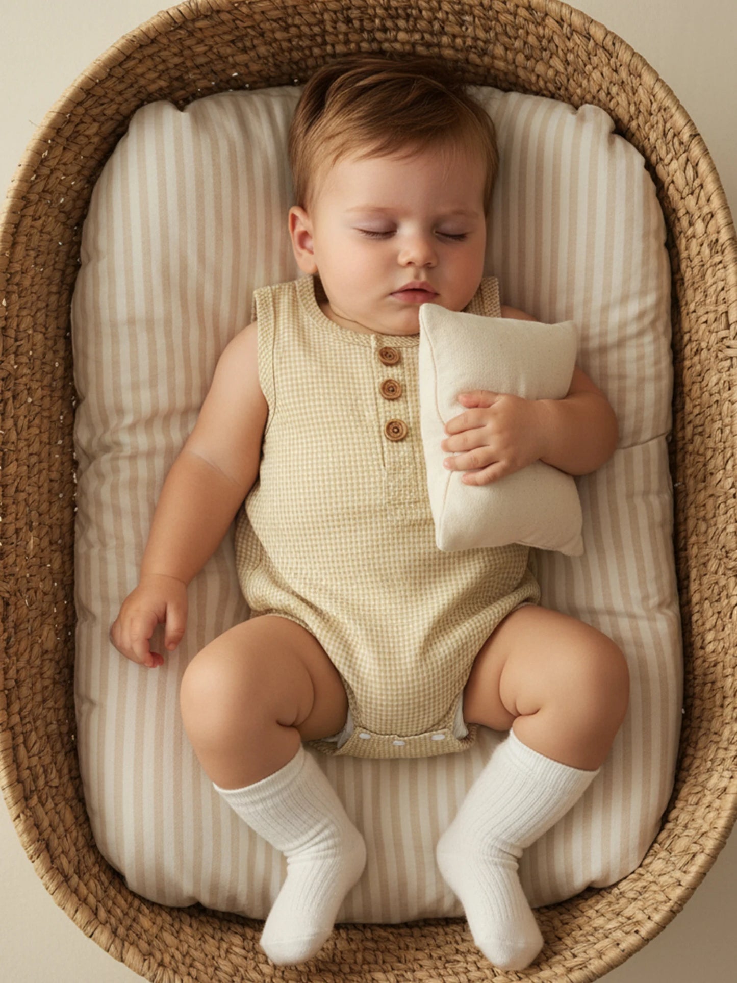 Baby Romper - Plaid Button-Down Sleeveless Jumpsuit (Unisex)