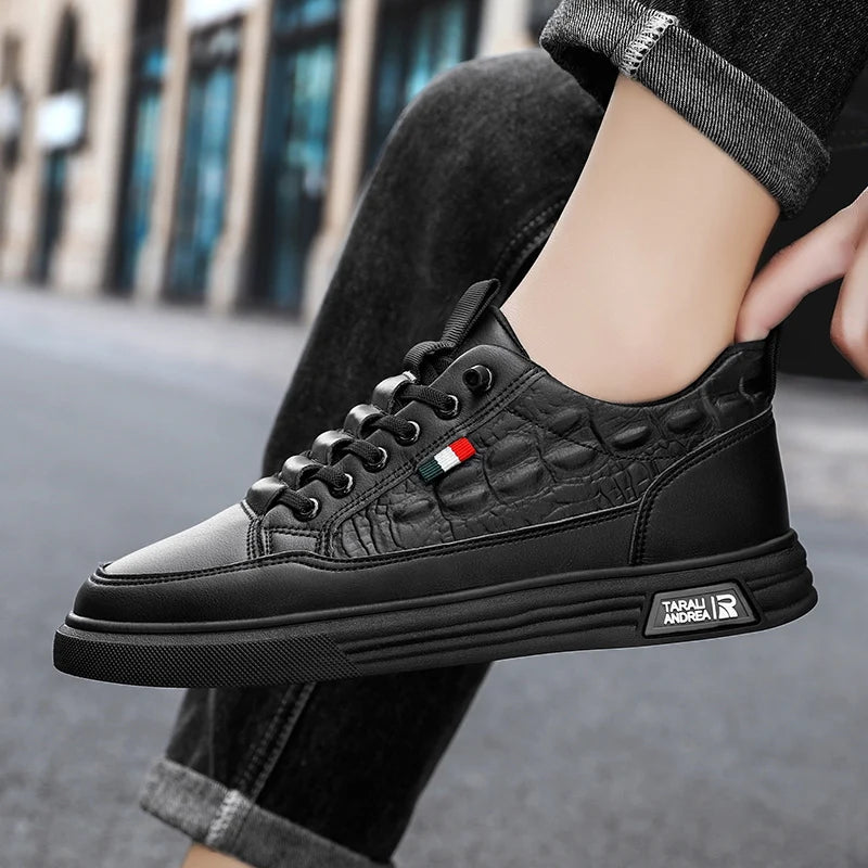 Men's Casual Shoes PU Leather Skateboard Sneakers Breathable Tennis Sports Trainers Sneakers