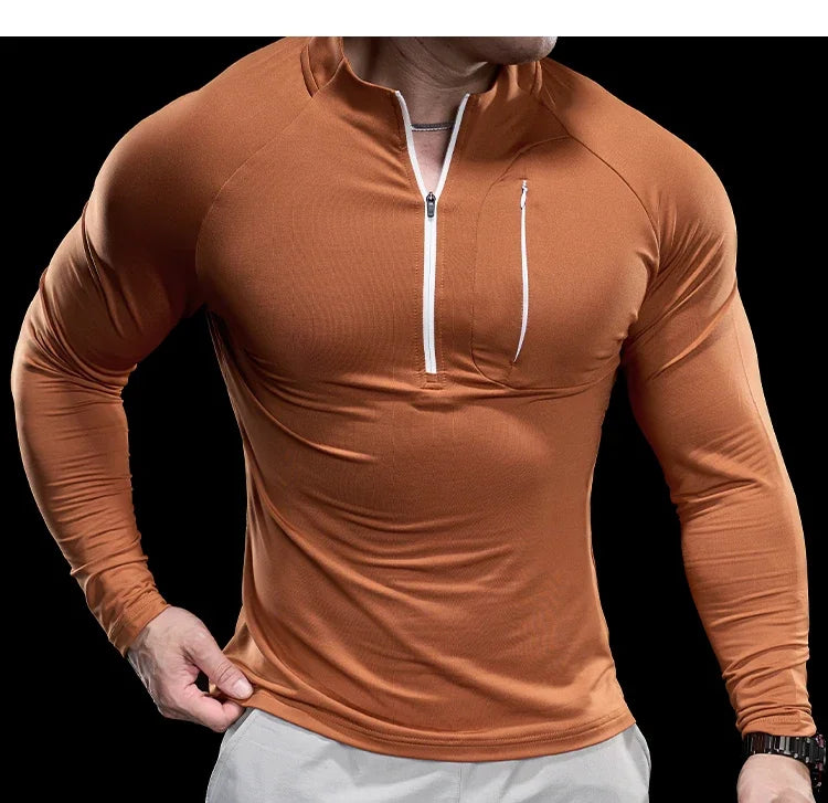 Men's Gym Fitness Quick Dry  Running Sport Long Sleeves Trackwear  Bodybuilding Training Top