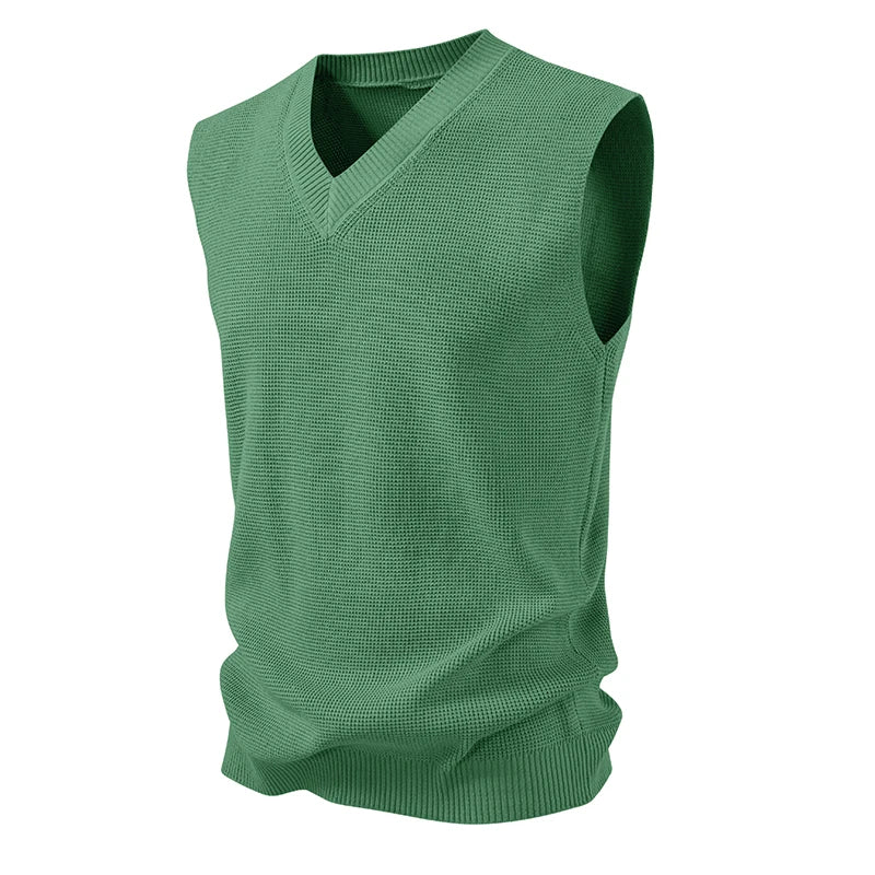 V-Neck Knitted Vest - Sleeveless Smart Casual Sweater Waistcoat