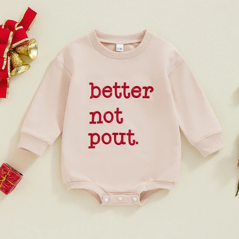 0-18M Baby Girls Bubble Romper Letter Embroidery Round Neck Long Sleeve Sweatshirt Jumpsuit