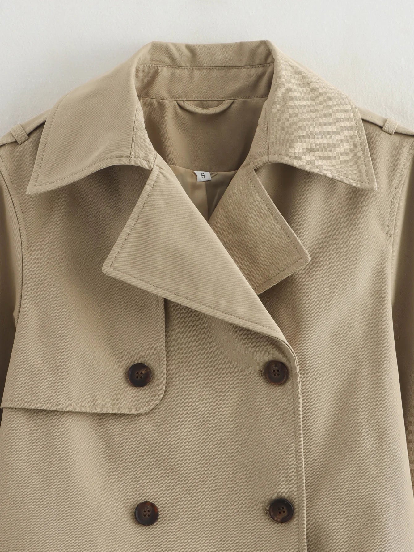 Cropped Trench Coat - Double Breasted Vintage Short Jacket