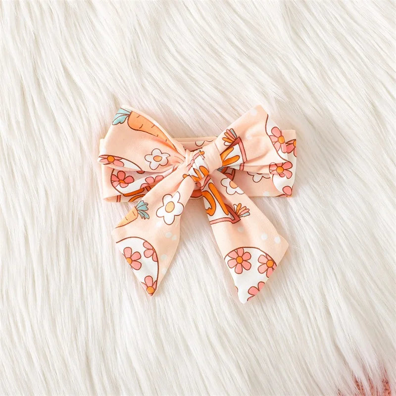 Newborn Baby Easter Jumpsuit - Long Sleeve Rabbit Egg Print Romper with Headband