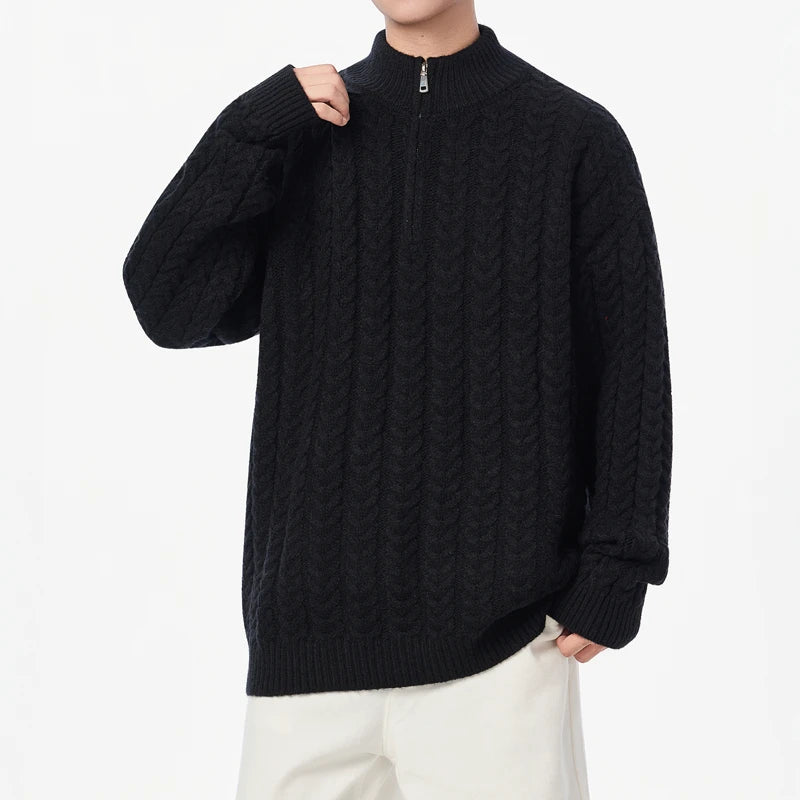 Men's Mock Neck Half-Zip Knit Sweater