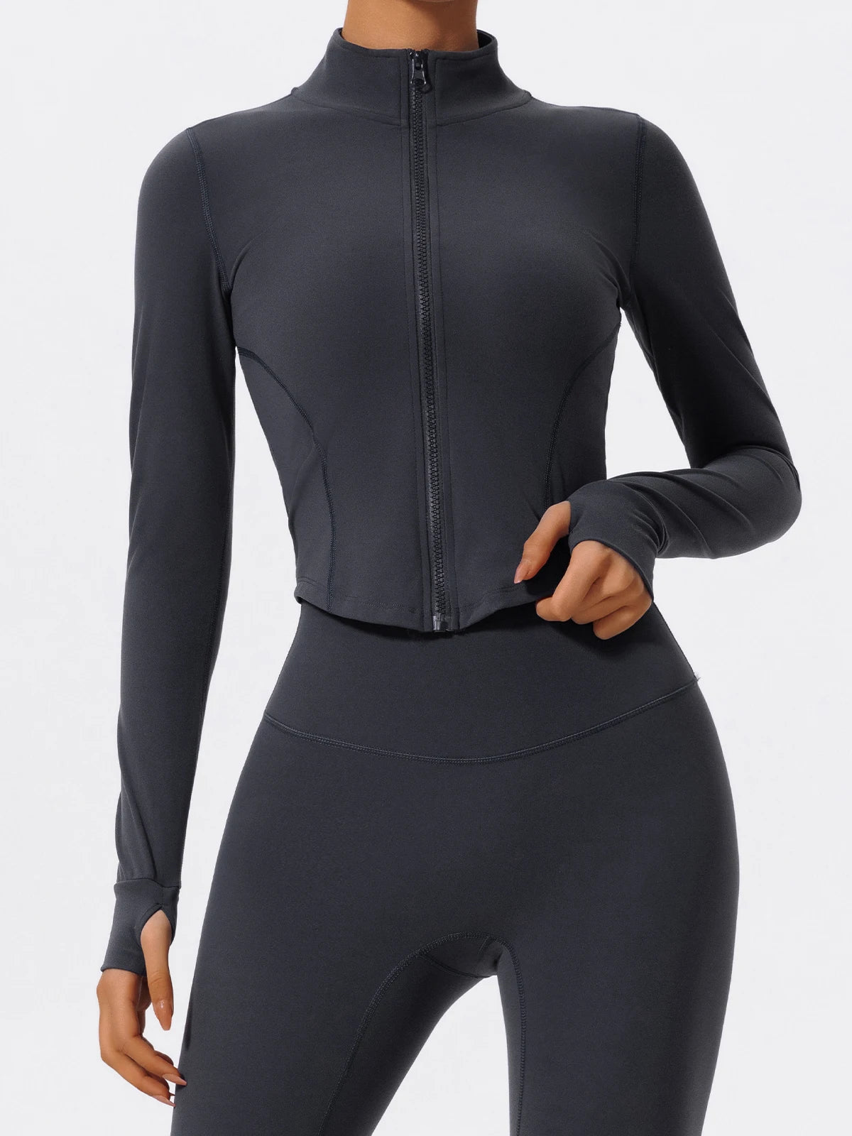 Ultra-Soft 2-Piece Gym Set - Long Sleeve Jacket & High Waist Leggings