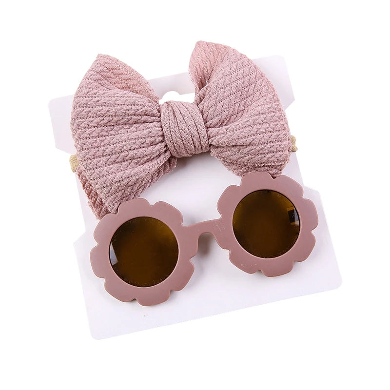 Kids Girls Sunglasses Headband 2pcs Sets Lightweight Sunglasses for Toddler