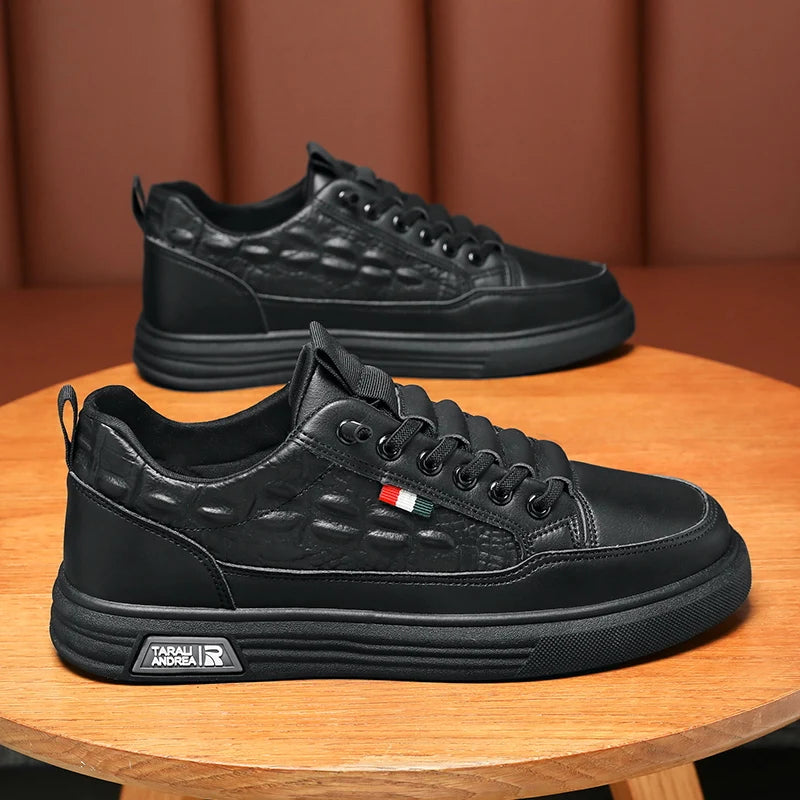 Men's Casual Shoes PU Leather Skateboard Sneakers Breathable Tennis Sports Trainers Sneakers